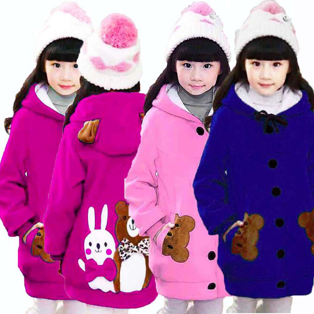Melly81 COD Jaket Anak Cewek FUNNY Bear 5-7thn panda funy beruang couple ibu anak kid cewek kitty-4