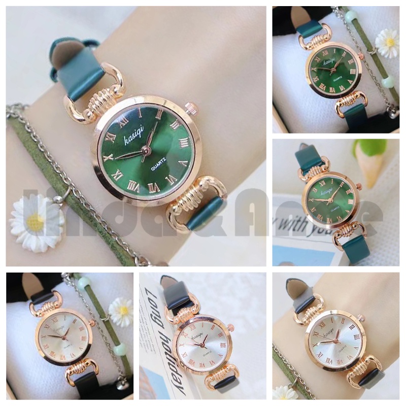 Jam Tangan Kecil Analog Casual Mewah Wanita Strap Rubber Dial Bulat Korean Import