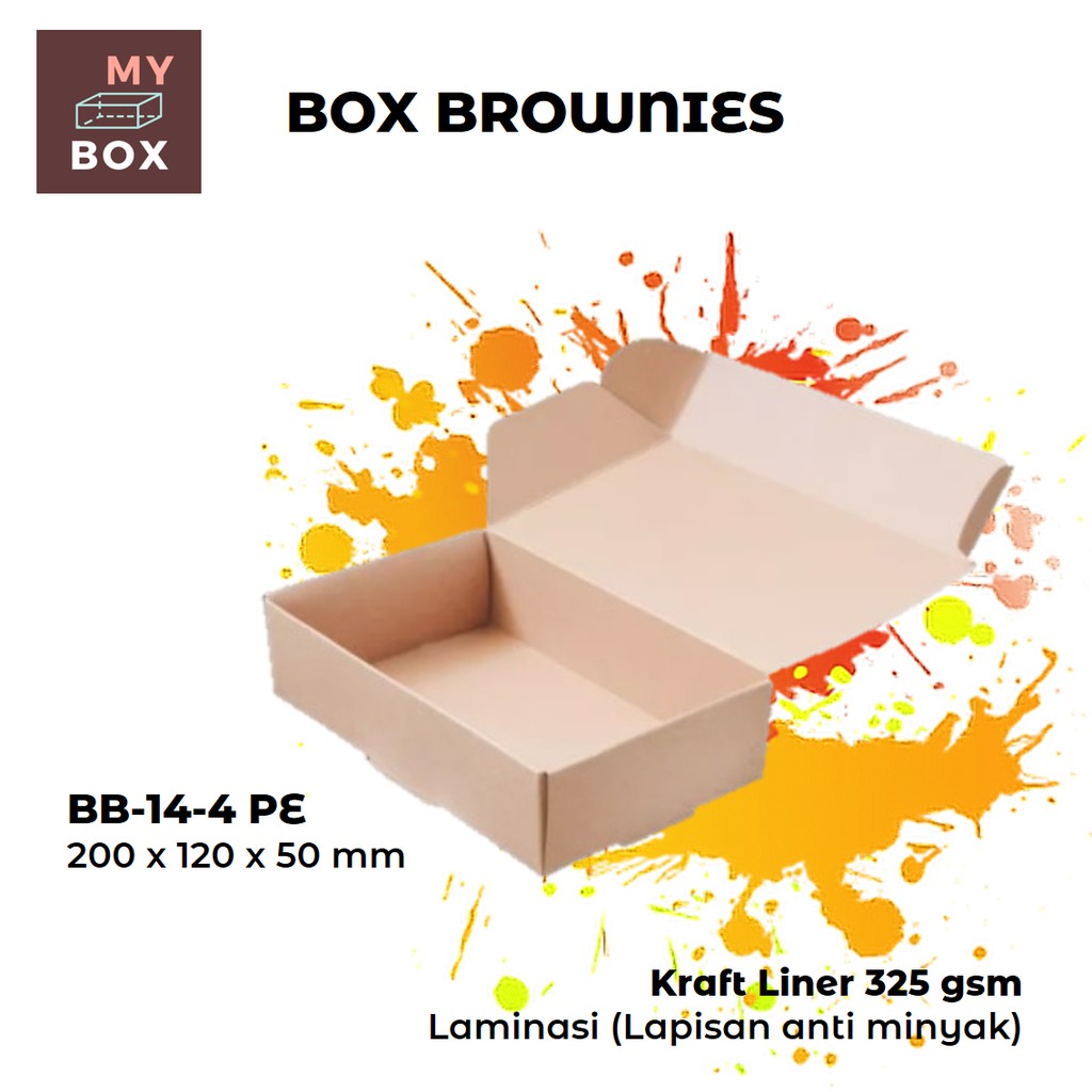 

BOX DUS KARDUS KOTAK BROWNIES BOLEN KUE ROTI NUGGET 20x12x5 cm KRAFT 325 gsm PE / Laminasi