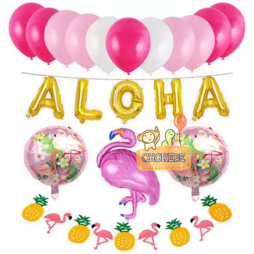 Paket Dekorasi Hiasan Balon Ulang Tahun / Happy birthday Flamingo 02