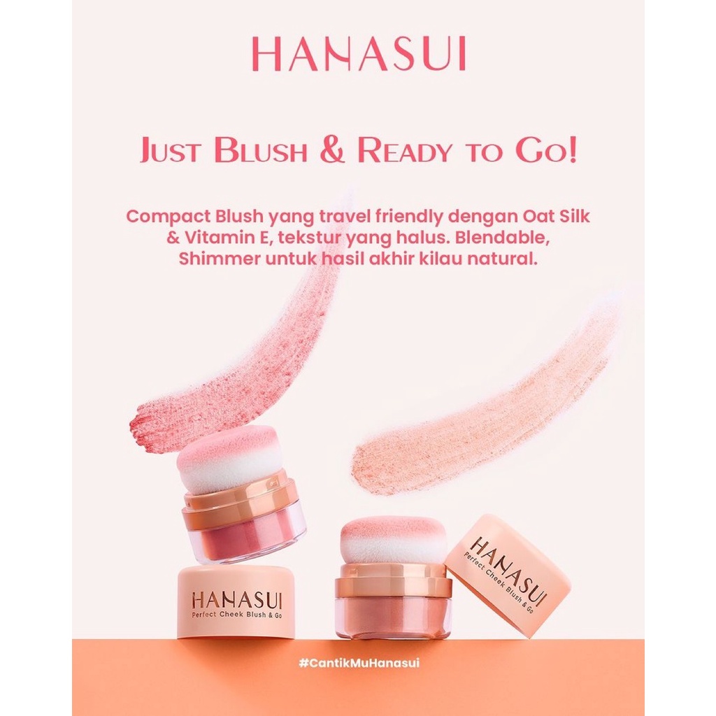 HANASUI Perfect Cheek Blush &amp; Go Indonesia / Make Up Pink Peach / Blusher On Wajah / Cleansing Remover Spray Primer BB Cream Loose Compact Powder Serum Cushion Eyeshadow Mascara Eyebrow Eyeliner Pen Pencil Lipstick Lip Cream Tint Cosmetic Paket Face Set