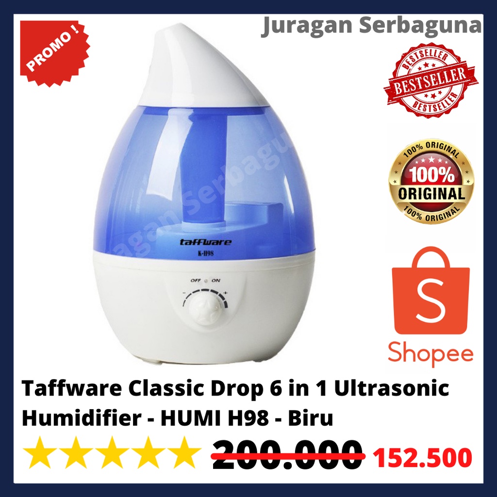 Taffware Classic Drop 6 in 1 Ultrasonic Humidifier - HUMI H98 - Biru