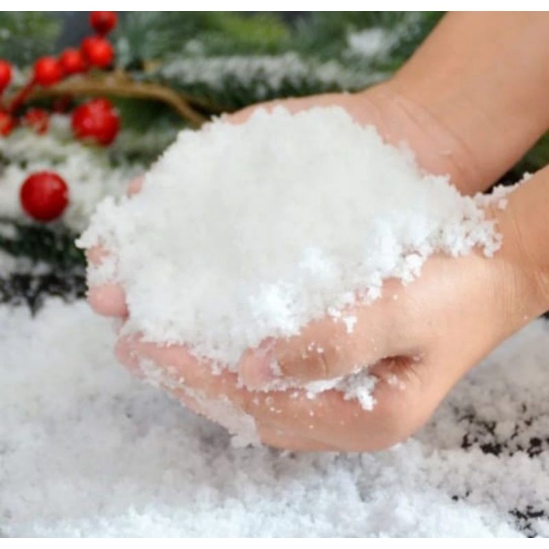 Snow Fake Salju Heboh Eceran Mainan Anak Saljuan Instant Buatan GROSIR PRAKARYA MALANG Bentuk Powder Bubuk Polymer Mudah Menyerap Air Penyerap Super Air Jadi Salju Hiasan Pohon Natal Syuting Film Edukasi Kerajinan Craft Kreatif Kesenian Art