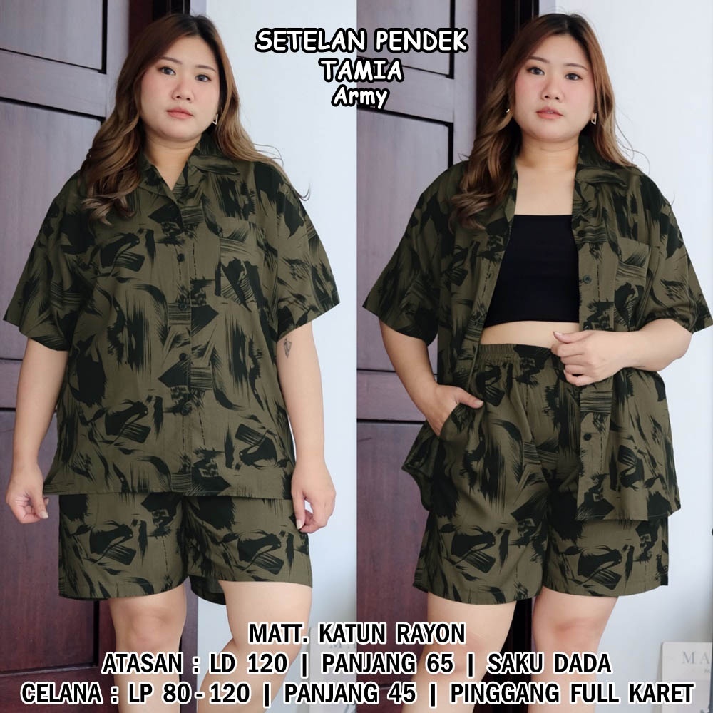 BIGCLO - (COD) Setelan Pendek Jumbo Atasan Dan Celana Wanita Bigsize