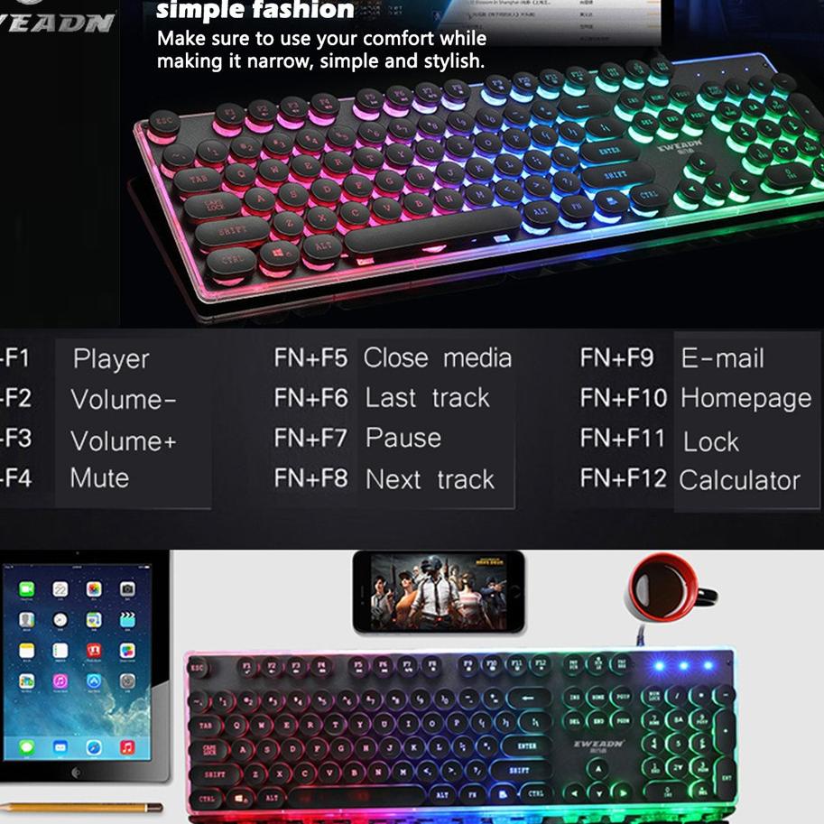Online Deals ATR-491 Jollie Wired Keyboard Gaming Computer RGB Kabel Chroma GX - 60 Scarlet Knight