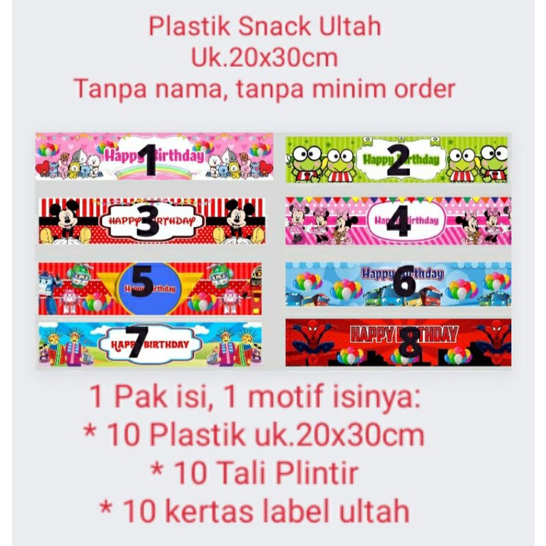 

Tas Snack Ultah Ulang Tahun, goodie bag birthday uk. 20x30cm tanpa minim order