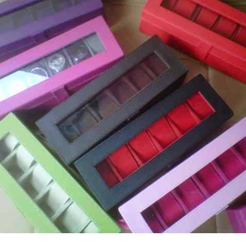 Box Jam Tangan isi 6 Warna MERAH FULL / Kotak Tempat Jam dan Arloji Murah dan Original