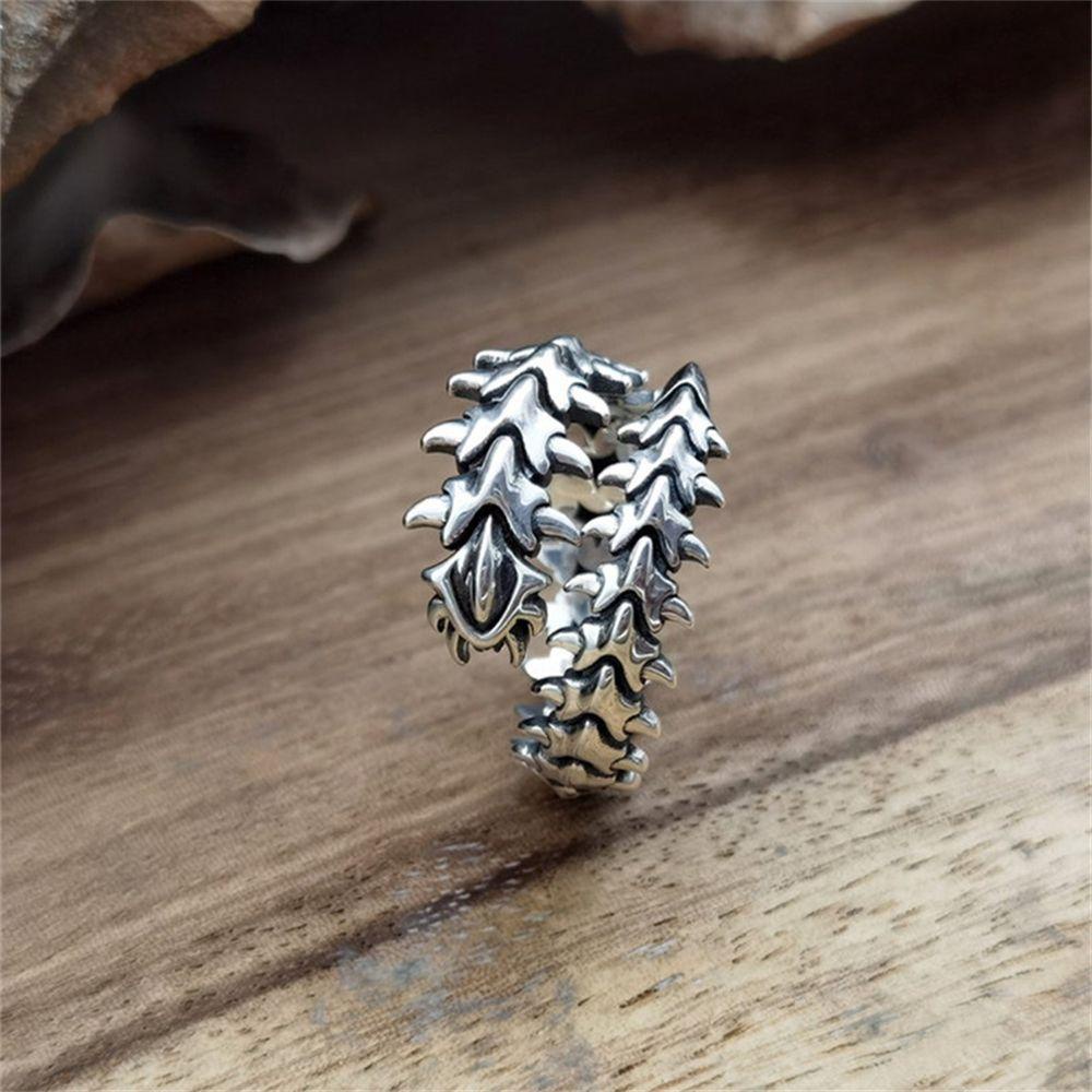 Perhiasan Cincin Lipan Nanas Unisex Batu Lilit Tulang Metal Gothic Adjustable Gaya Punk