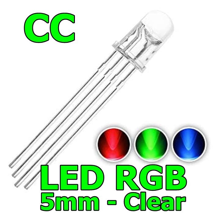 [DSP-0081] LED RGB RED GREEN BLUE 4D 4 PIN 5MM CLEAR COMMON CATHODE SUPER BRIGHT 3 COLOR WARNA