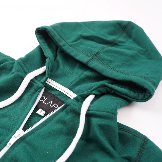 CLAPS - Green Basic Zipper Hoodie (Hoodie Polos Anak)