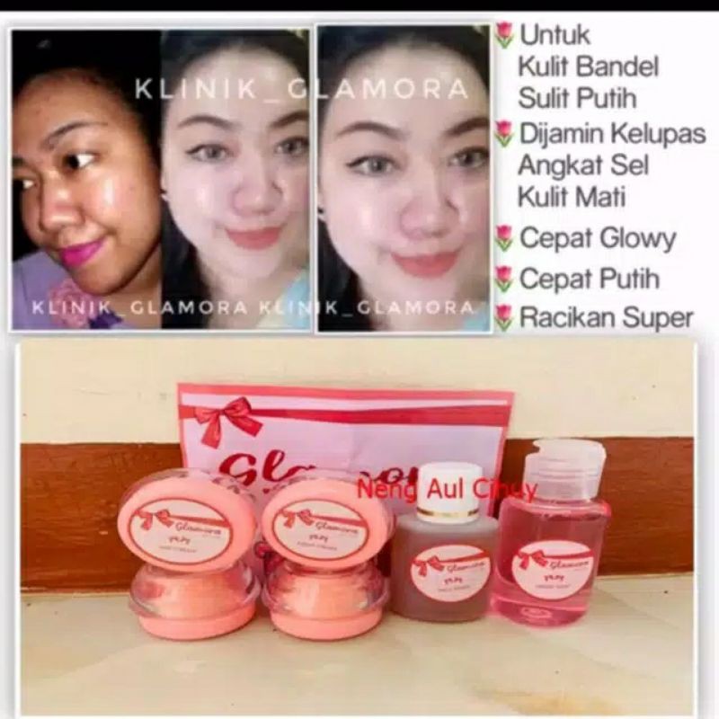 GLAMORA GLOW ( PAKET PENGELUPASAN ) CREAM WAJAH / PEMUTIH