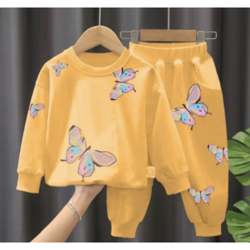 sweater setelan anak perempuan kupu kupu 1-5 tahun