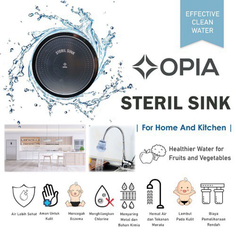 Opia Steril Sink Filter Head set, Sistem pemurnian Air sehat Murni