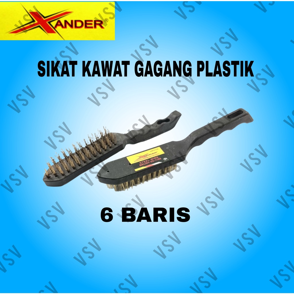 Sikat Kawat 6 Baris Gagang Plastik Steel Wire Brush Plastic Handle