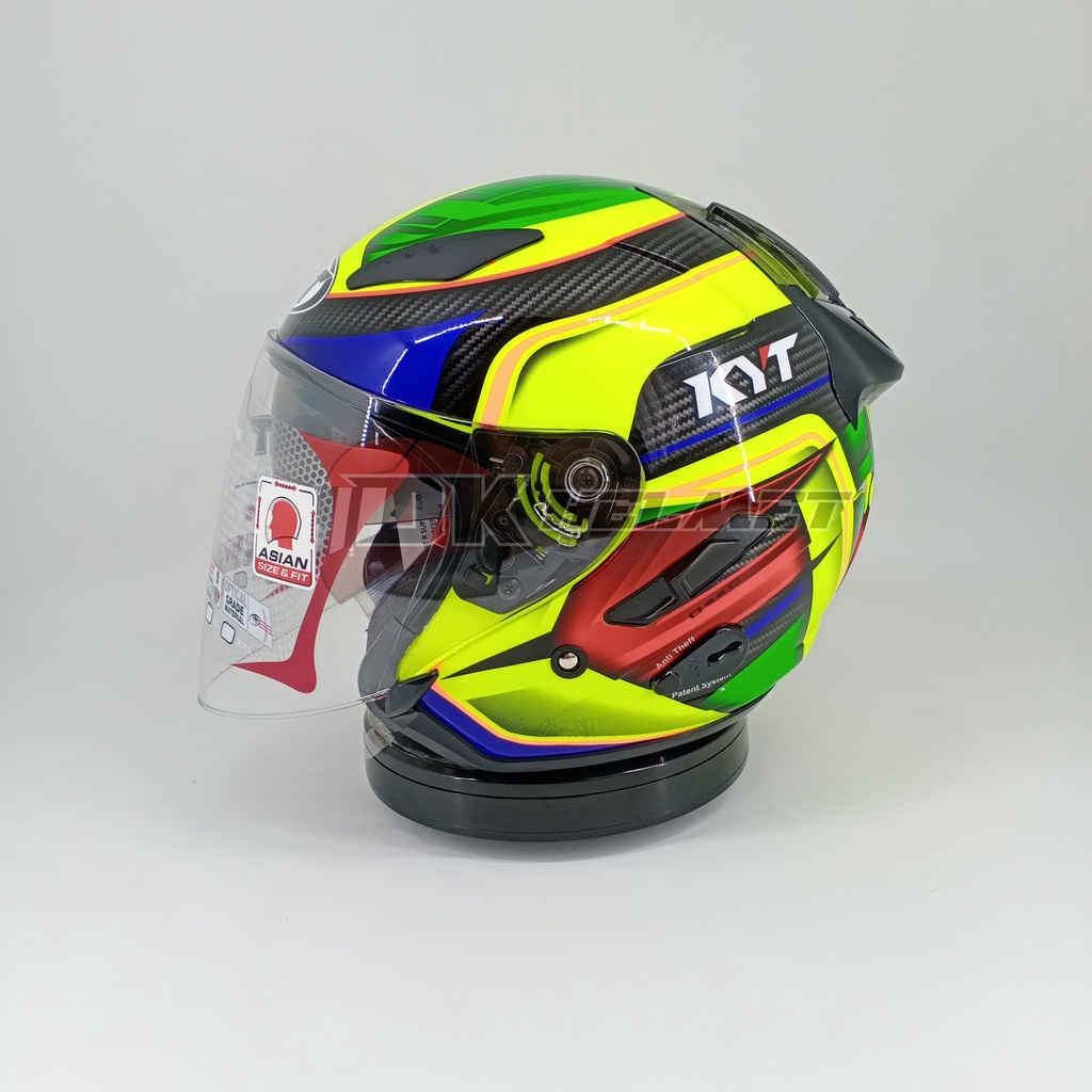 Helm Half Face KYT Galaxy Slide Flat R Super Fluo Seri 3 Yellow Fluo Green Red Blue Fluo Double Viso