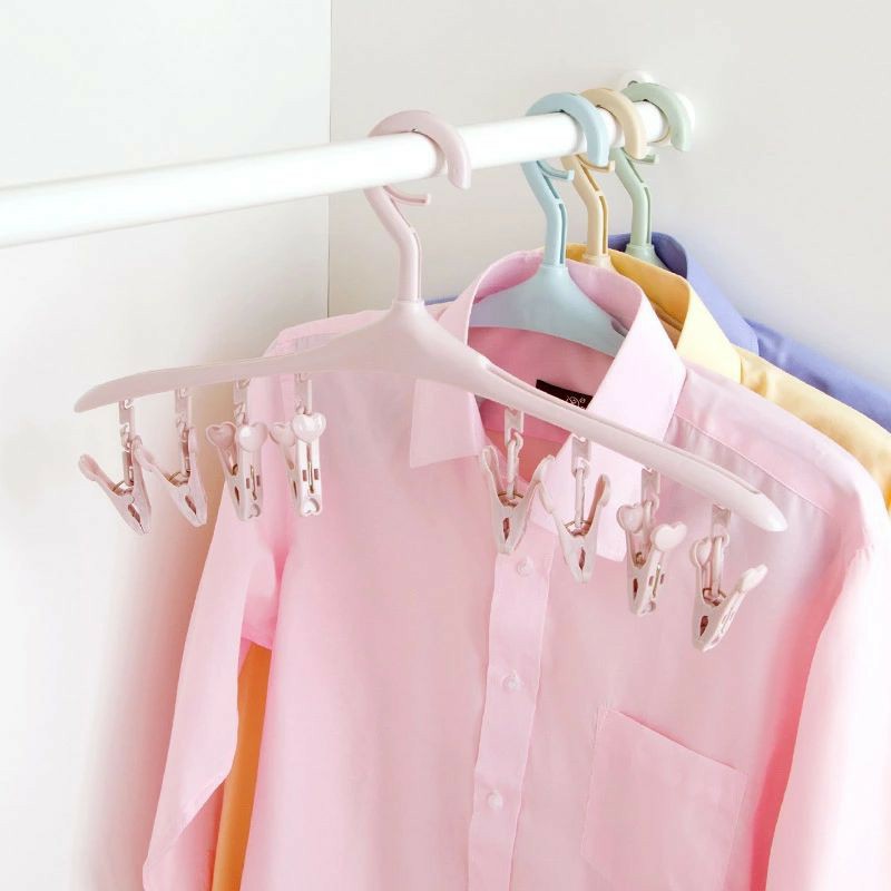 Hanger Baju 8 Klip Rotating 360 / Hanger Kaus Kaki Syal / Gantungan Serbaguna 8 Jepitan