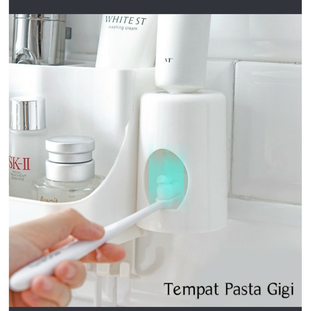 TEMPAT SIKAT GIGI ODOL 4 GELAS Rak Gantung SkinCare Kosmetik Hairdryer TANPA PAKU GHM