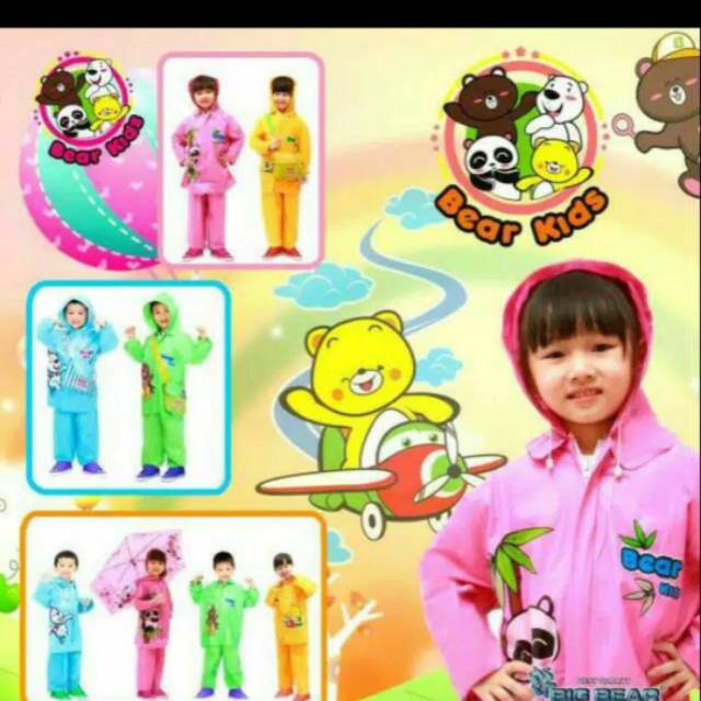 Jas hujan anak jaket celana bear kids ( mirip kido)