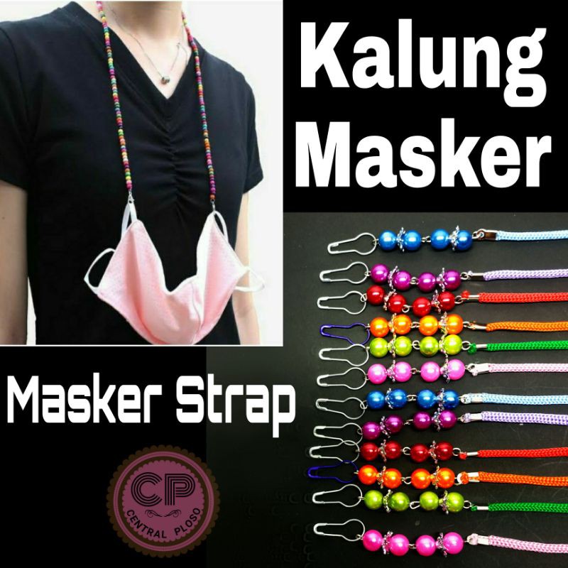 Kalung Masker juga Masker Strap Tali Mutiara Warna Warni