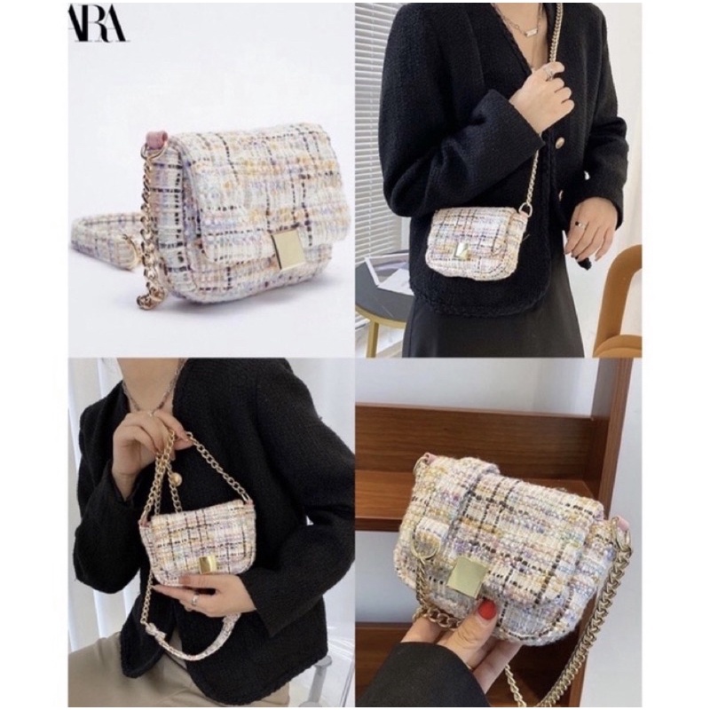 PRELOVED zara tweed bag