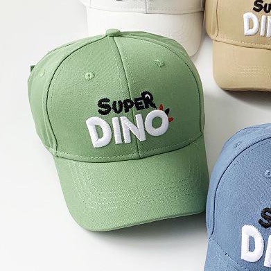 Topi baseball kaktus cream-Spr dino ijo dewasa