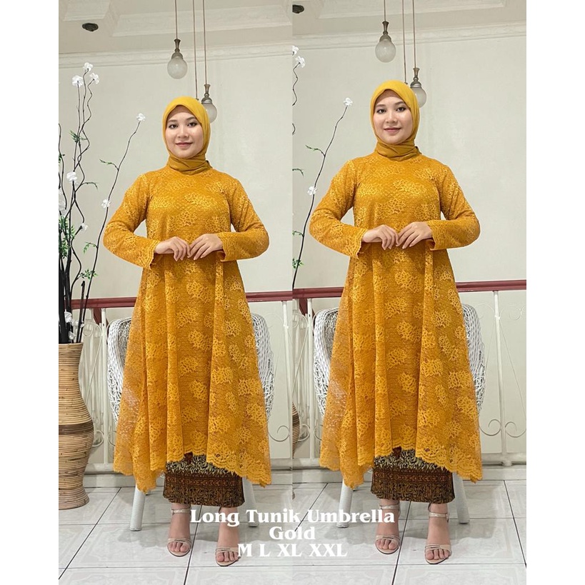 LONG TUNIK UMBRELLA BRUKAT / KEBAYA MODERN / KEBAYA PESTA / ATASAN TUNIK WANITA / MC