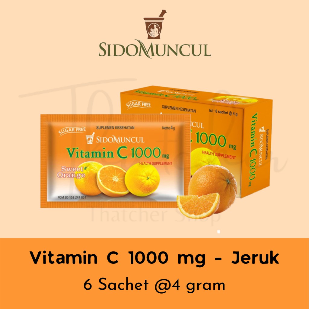 Sidomuncul Vitamin C 1000mg rasa Jeruk - isi 6 sachet