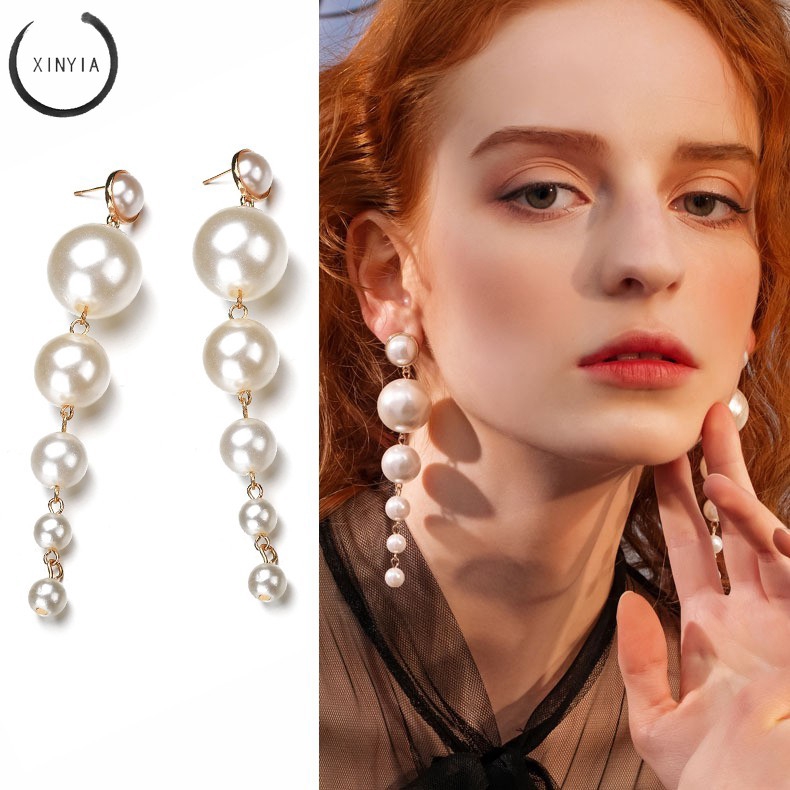 【COD】Anting Panjang anting korea Simple dengan Liontin Mutiara Imitasi untuk Wanita