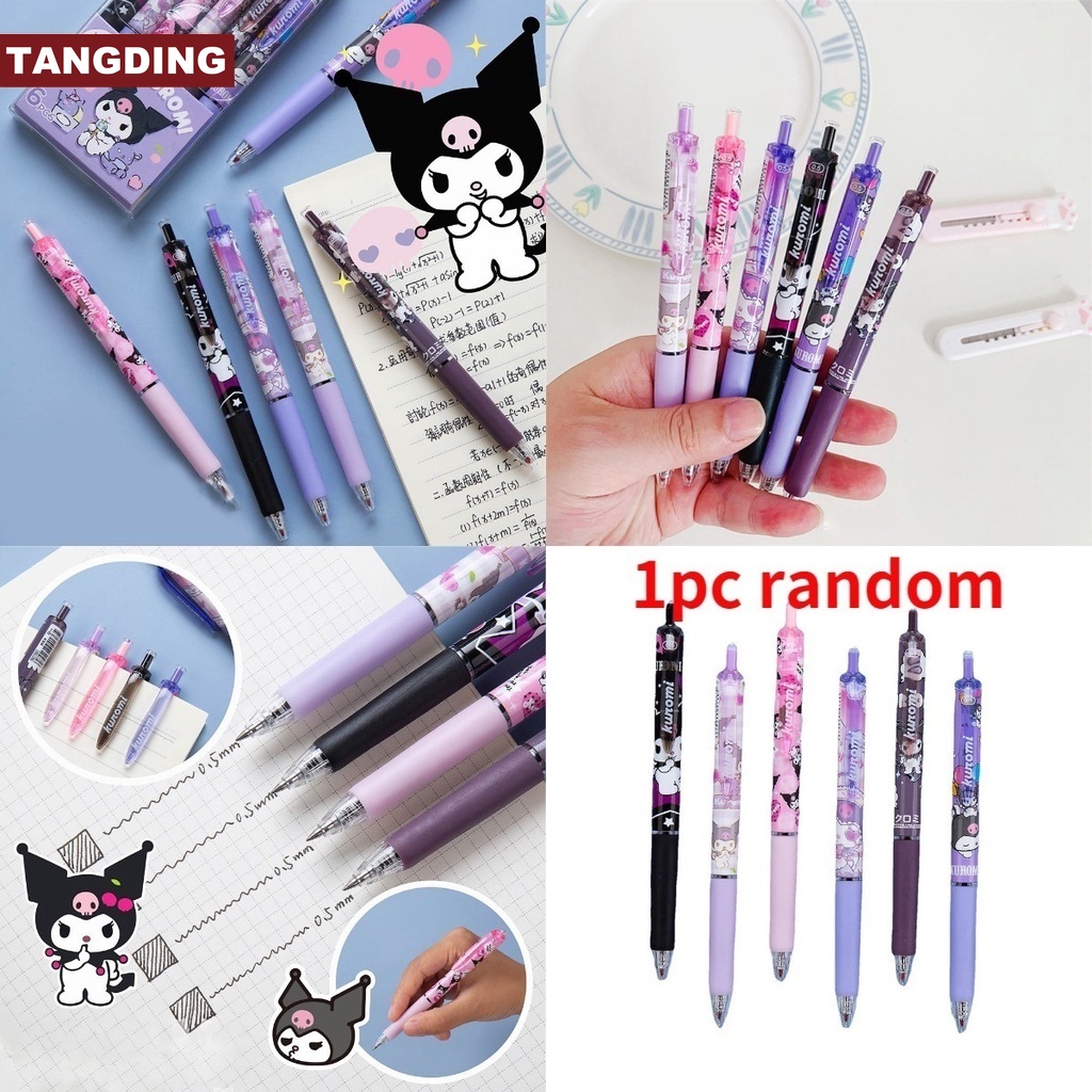 【COD Tangding】0.5mm Cute Kuromi Series Gel Pen Cartoon Sanrio Ballpoint Pen Kuromi Push Pen Student Stationery