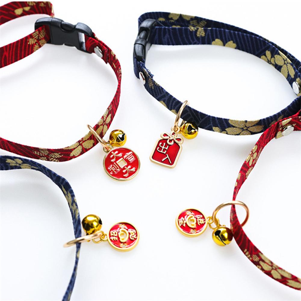 Timekey Kalung Leher Anjingkucing Peliharaan Adjustable Dengan Lonceng Untuk Empat Musim O8W8