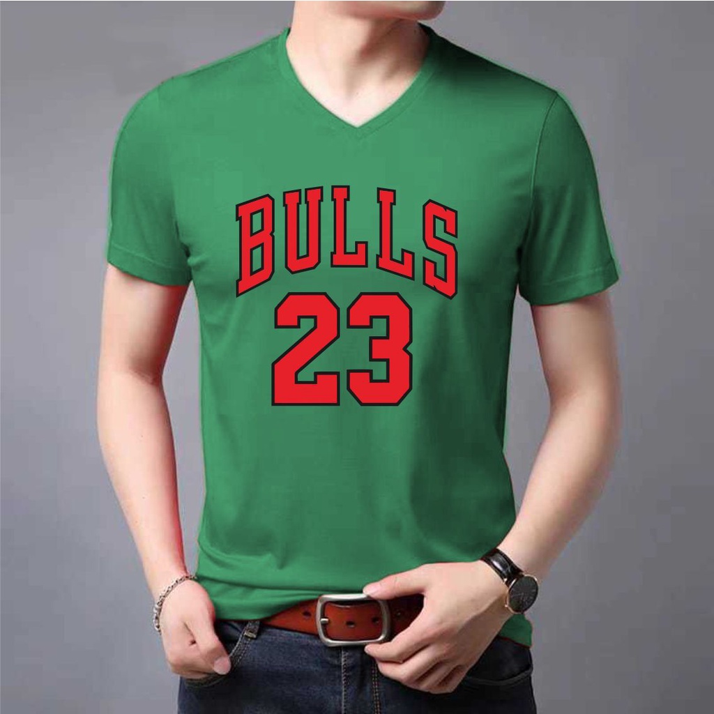 KAOS PRIA WANITA LEHER V-NECK DISTRO BULLS 23 DEWASA T-SHIRT SIMPEL
