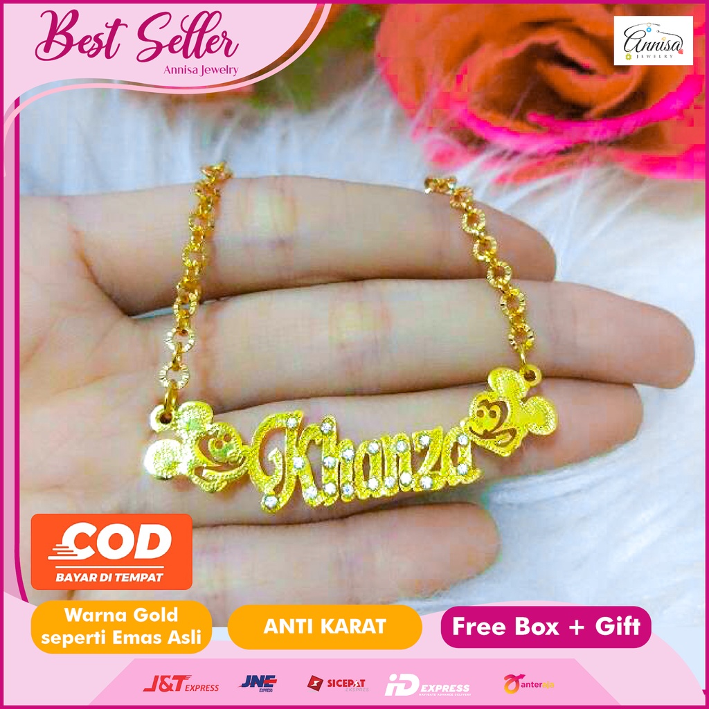 Kalung Nama Gold Permata+Grafir Kombinasi Uk.Standar