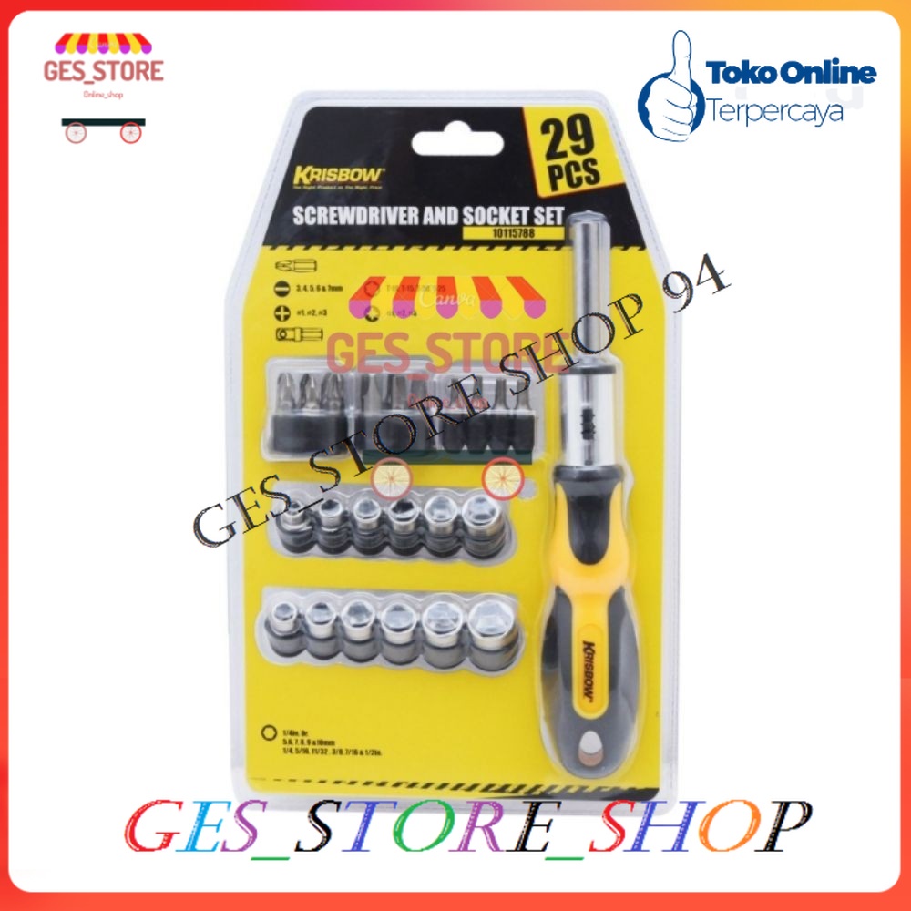 krisbow set obeng dan kunci sok 29 pcs