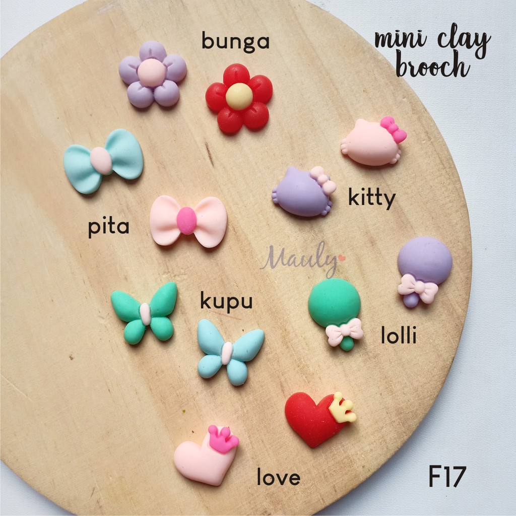 bros mini imut bros clay - Mini clay brooch