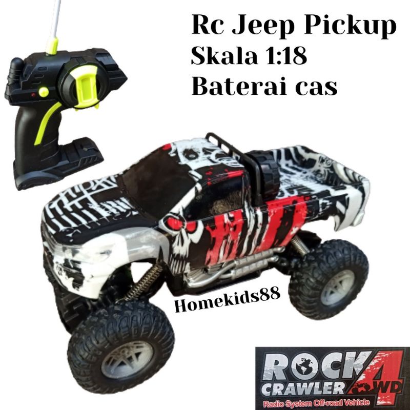 RC jeep pickup rock clawer scale 1:18 batrai cas free batrai remot