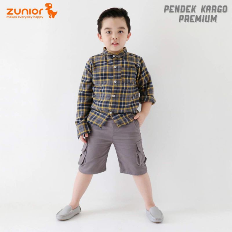 Pendek Cargo Anak Zunior Premium Abu