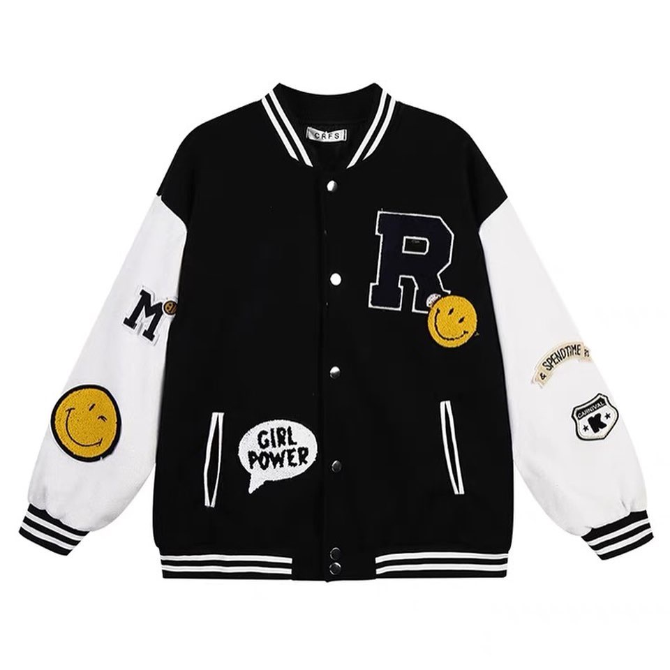 JAKET BASEBALL VARSITY WANITA R KOREAN OVERSIZE