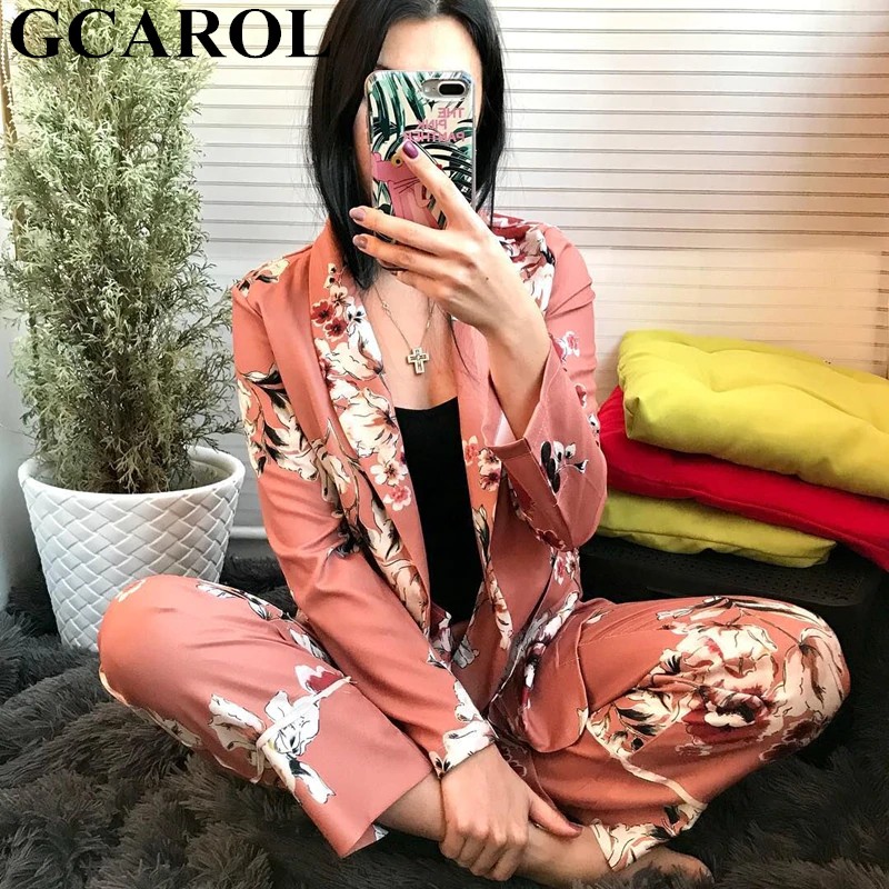 INDORETAIL | Pakaian Wanita | Outerwear Gcarol Baru Fall Wanita Set Bunga Cetak Jaket Blazer Jas