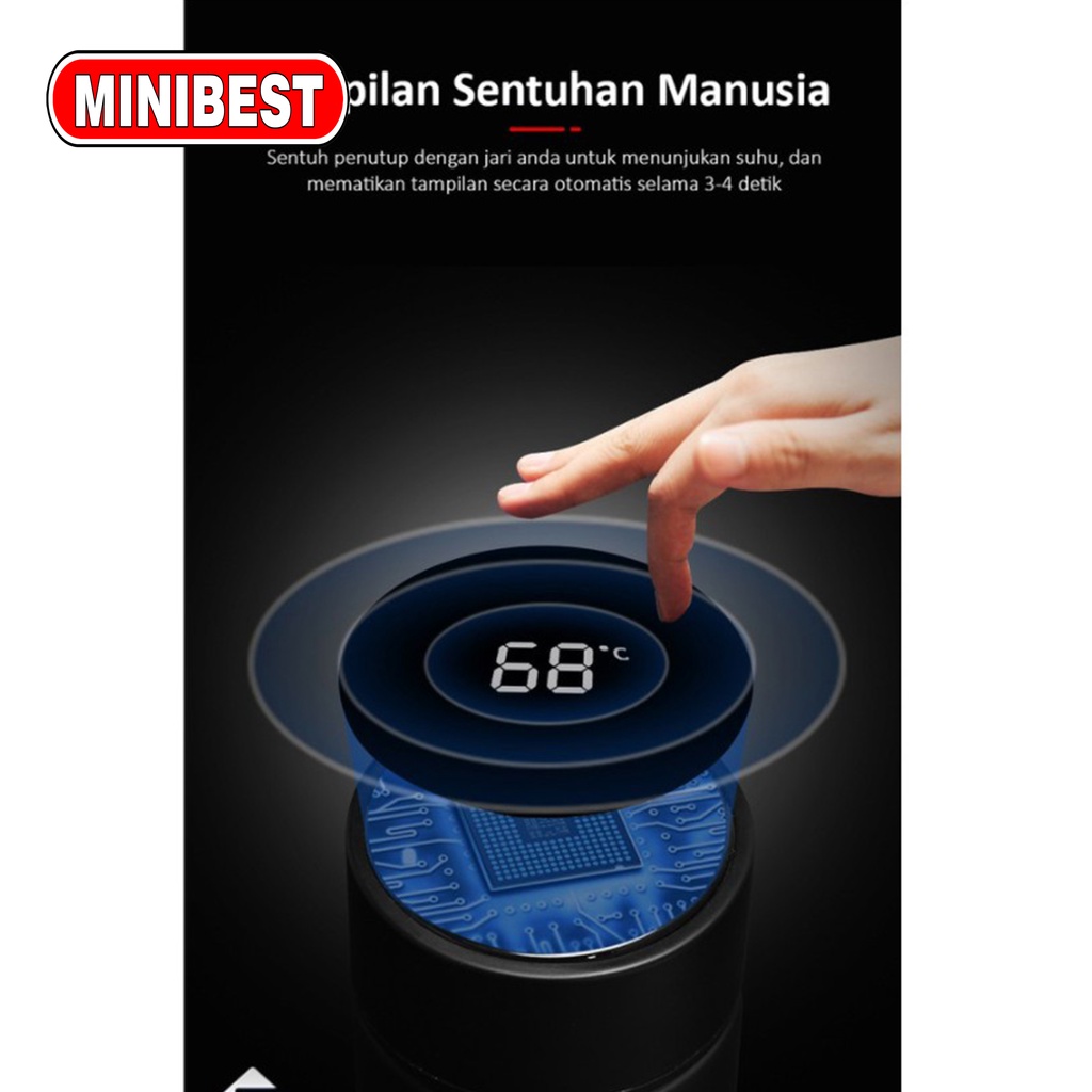 Minibest Termos Led Digital Display Suhu Temperatur Warna Doff Karet 500ml Tahan Panas Dingin Lama