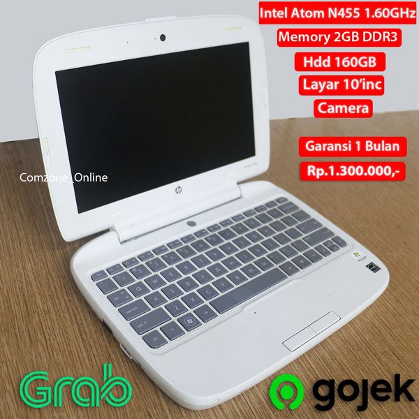 Laptop Netbook Bekas HP Mini 100e Intel Atom N455 2GB 160GB Camera NB455
