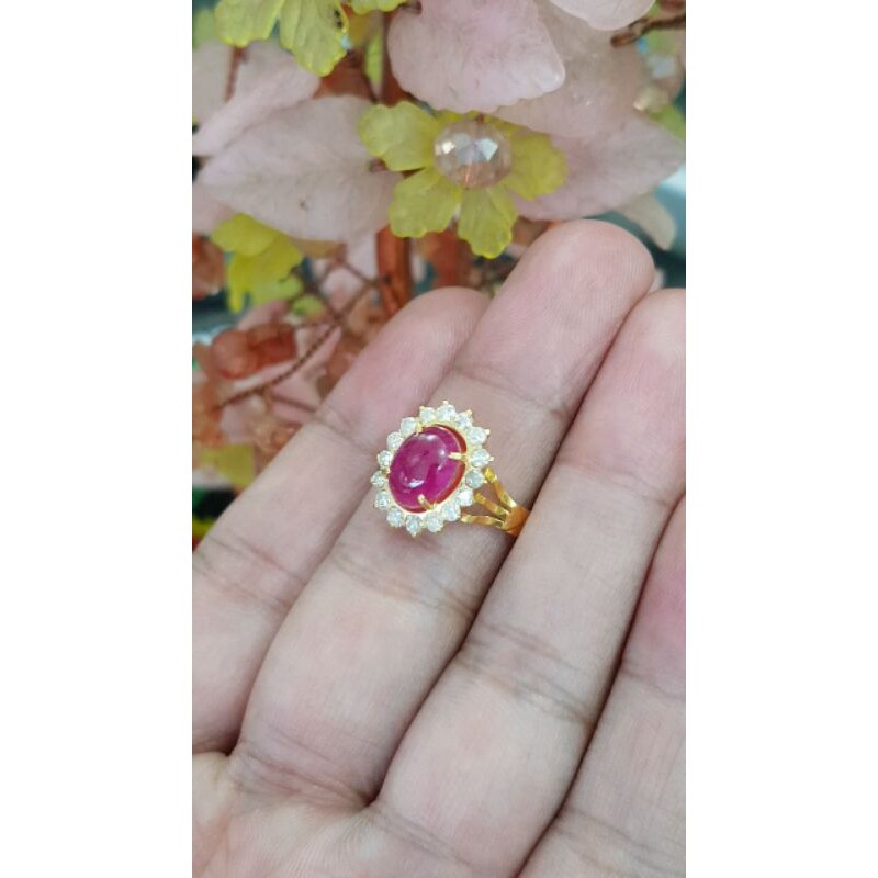 cincin berlian banjar asli batu ruby pink