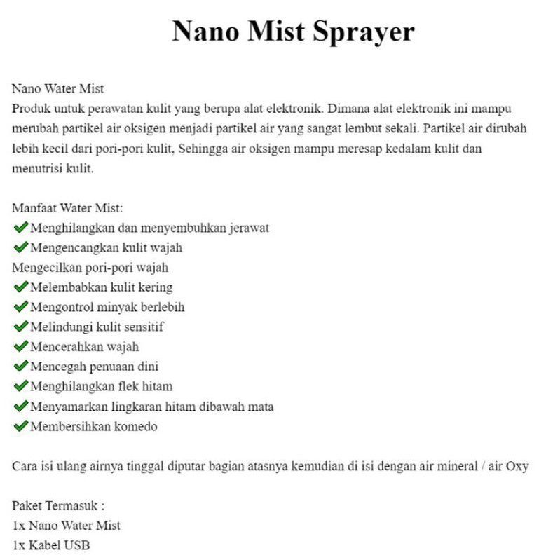 Nano Spray Pelembab Dan Pencerah Wajah 30 mili