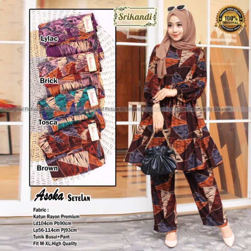 Asoka Set Baju Setelan Wanita Jumbo Setelan Katun Rayon Jumbo by Srikandi
