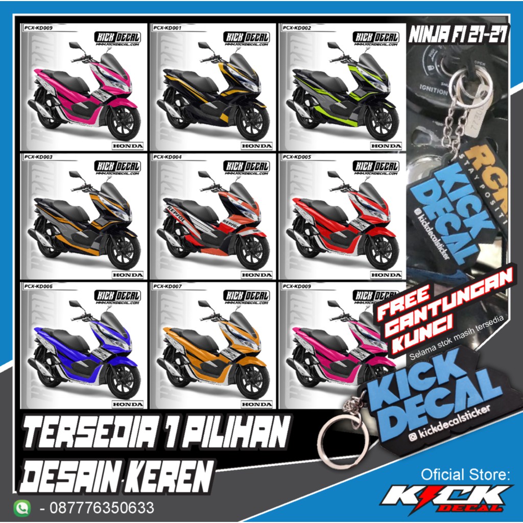 STICKER DECAL MOTOR HONDA PCX VARIAN KD001-KD020