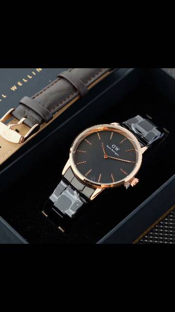 Original Jam tangan WD iconic cowok/cewe free tali kulit 4.2cm dan 3cm Premium Kekinian