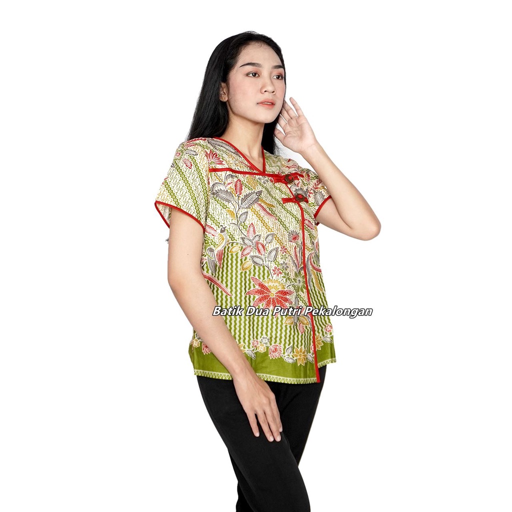 Atasan Batik Wanita Blouse Batik Kancing Depan Busui Lengan Pendek