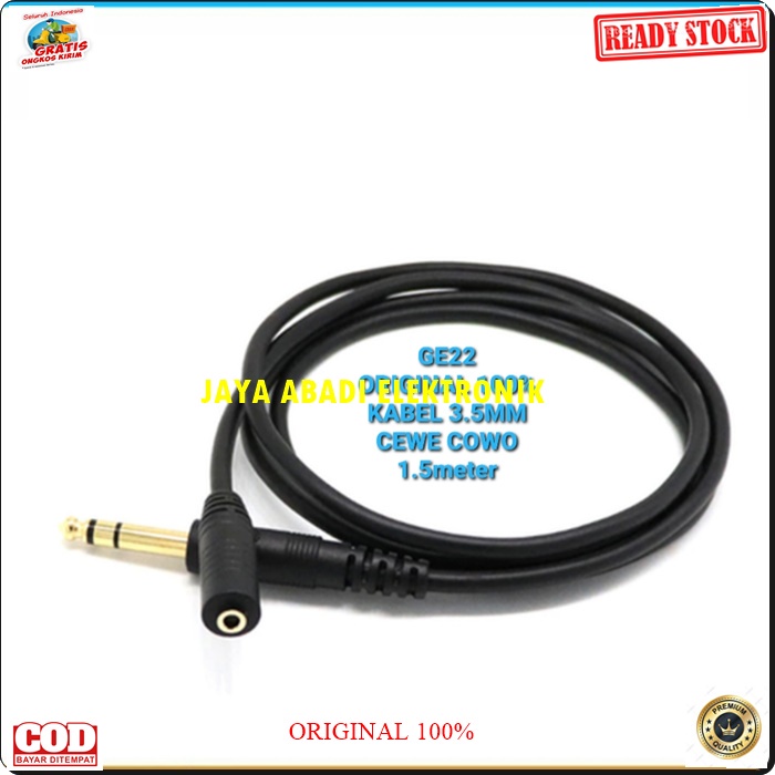 G22 JACK 3.5 MM 3.5MM AUX EXTENSION 1.5 METER CABLE ADAPTER JEK KONEKTOR SAMBUNGAN SPLITER AUDIO SPLITTER SOUND SUARA CONVERTER KONEKTOR MULTI UNIVERSAL MALE FEMALE COWO CEWE Bisa di gunakan segala audio -Jack 3.5mm male to female Kabel aux Audio Ext