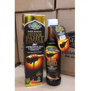 

Madu Hitam Pahit Insulin plus Propolis Madu Pahit Diabetes insuline Darusyifa isi 470 gr