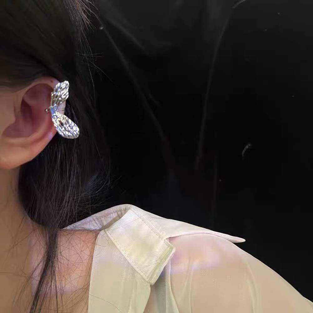 NEEDWAY Bow Ear Clips Trendy Fashion Ear Cuff Perhiasan Hadiah Anting Gaya Korea Perhiasan Aesthetic Klip Tulang Telinga