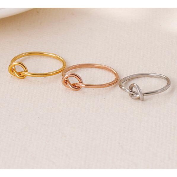 Simple Knotted Stainless Steel Heart Knot Ring Titanium Ring Not Rust